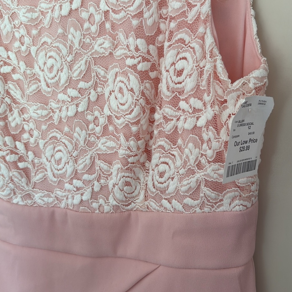 NWT Connected Apparel Pink Asymmetrical Ruffled Sheath Dress - Picture 7 of 7